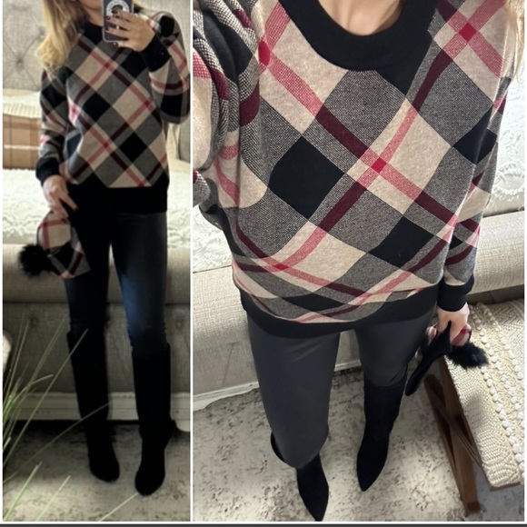 New🍁Gorgeous Burberry inspired sweater & hat - Picture 2 of 7